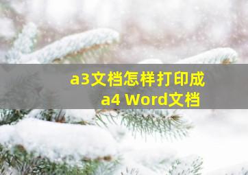 a3文档怎样打印成a4 Word文档